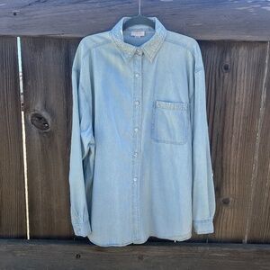 Tia Vintage denim bedazzled shirt sz XLG